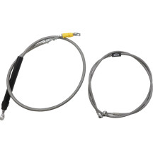 Kit completo de cables trenzados de acero inoxidable para manillar/líneas de freno — 38 cm–43 cm (15"–17"), natural, acabado tra