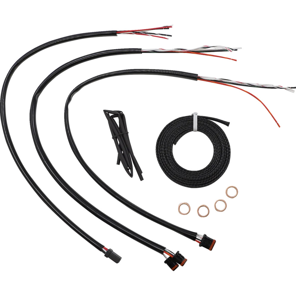 Complete Midnight Braided Handlebar Cable/Brake Line Kit — 15"–17" risers, Non-ABS, Black