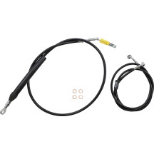 Kit completo de cables y líneas de freno trenzadas de vinilo negro para manillar — compatible con manillares de 18"–20"