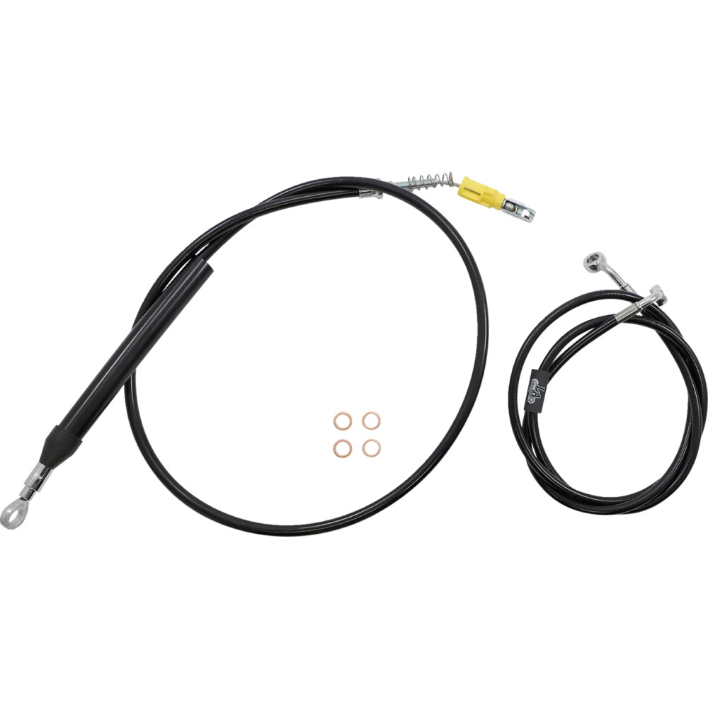 Kit completo de cables y líneas de freno trenzadas de vinilo negro para manillar — compatible con manillares de 18"–20"