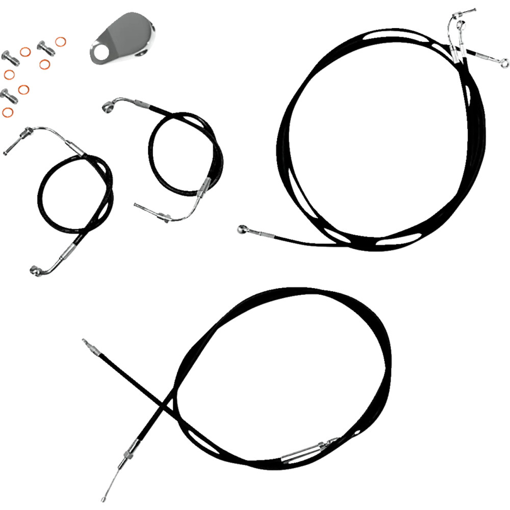 Standard Black Vinyl Braided Handlebar Cable/Brake Line Kit — Ape Hanger