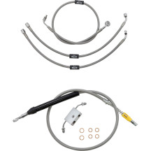 Standard Stainless Braided Handlebar Cable/Brake Line Kit — Ape Hanger, 12"-14"