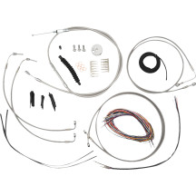 Kit completo de cables de manillar y líneas de freno trenzadas de acero inoxidable — elevadores de 2", curvatura Mini