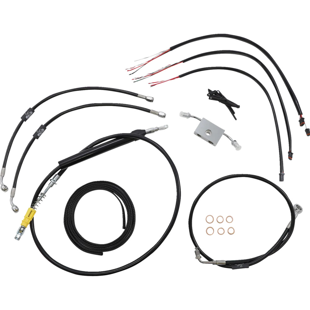 Kit completo de cables trenzados de vinilo negro para manillar y freno — 38–43 cm (15–17 in)