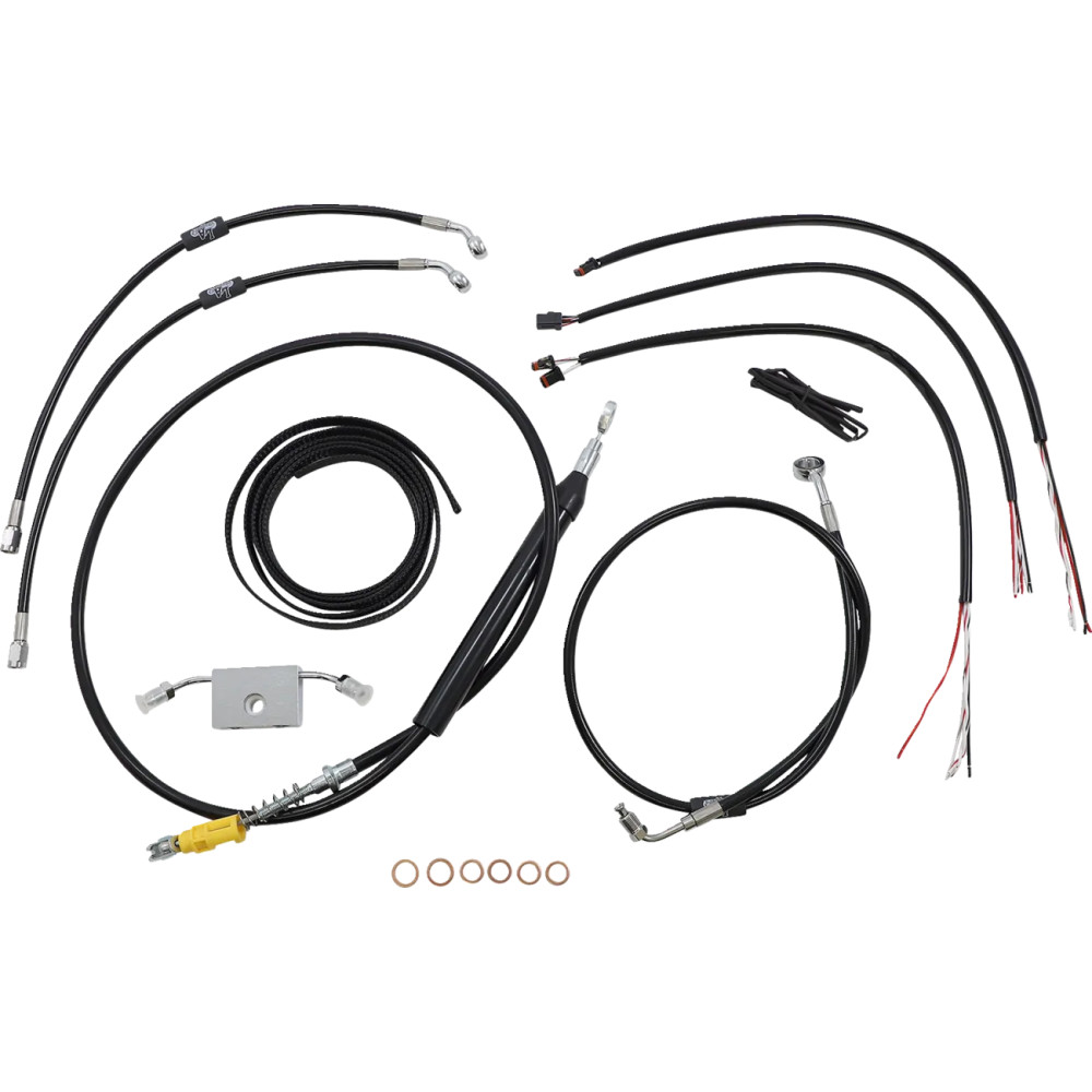 Complete Black Vinyl Braided Handlebar Cable/Brake Line Kit