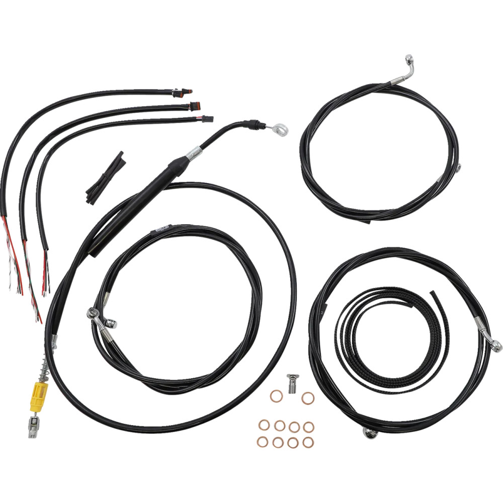 Complete Black Vinyl Braided Handlebar Cable/Brake Line Kit