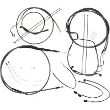 Black Pearl™ Designer Handlebar Installation Kit — 38–43 cm (15"–17"), Ape hanger, Brake line, Clutch line, Throttle cable, Blac