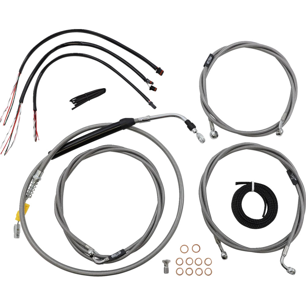 Complete Stainless Braided Handlebar Cable/Brake Line Kit — Cable Kit