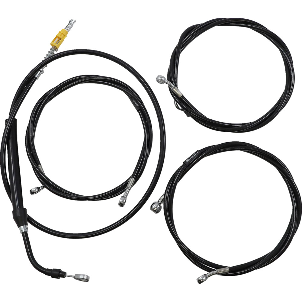 Complete Black Vinyl Braided Handlebar Cable/Brake Line Kit