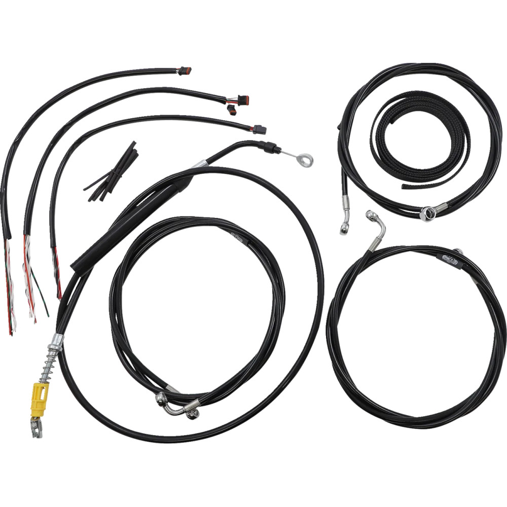 Kit de línea de freno/manija de vinilo trenzado negro completo