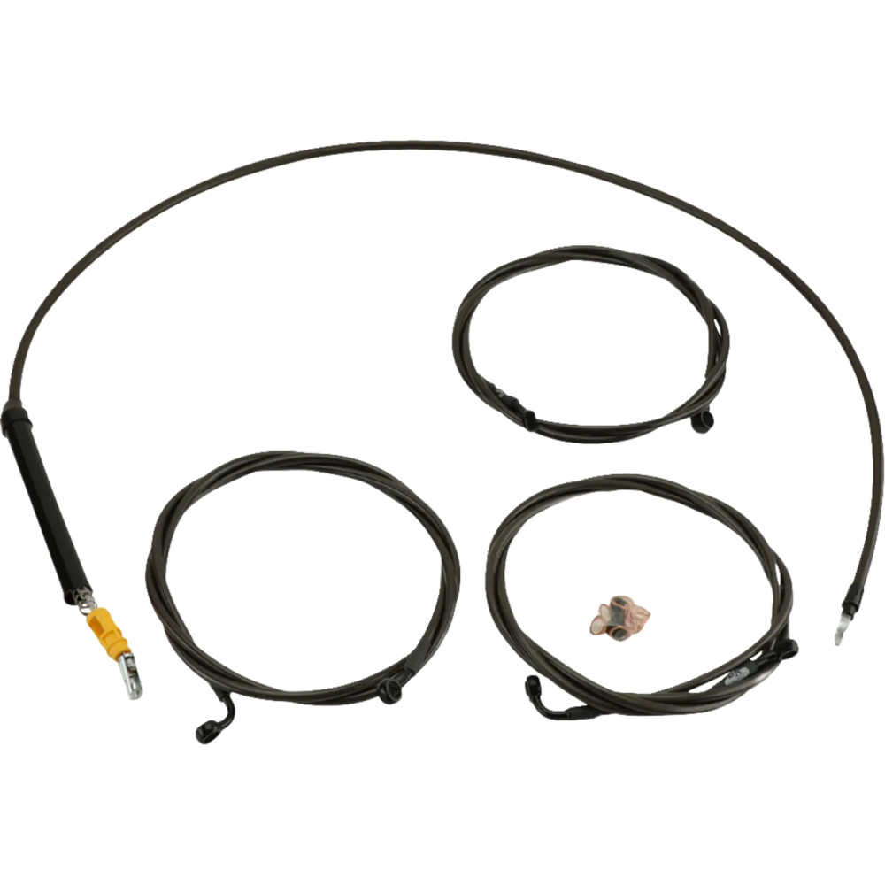 Kit estándar Midnight de cables y latiguillos trenzados para manillar — Ape Hanger, riser estándar, negro acabado transparente, 