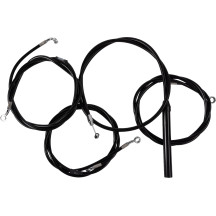 Complete Black Vinyl Braided Handlebar Cable/Brake Line Kit