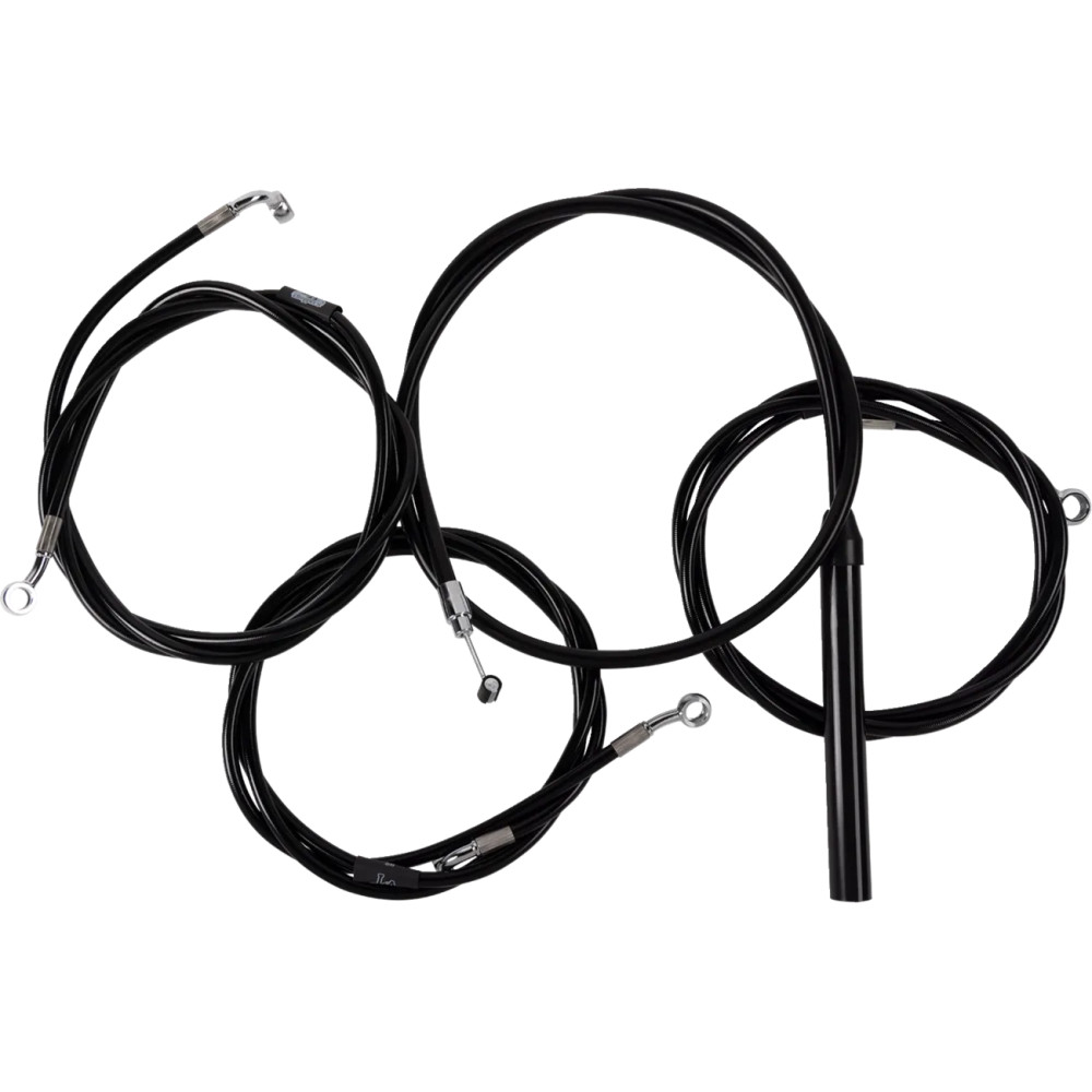 Complete Black Vinyl Braided Handlebar Cable/Brake Line Kit
