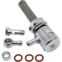 Fuel Valve Petcock — 22 mm outlet, 7.9 mm (5/16") hose barb, Chrome