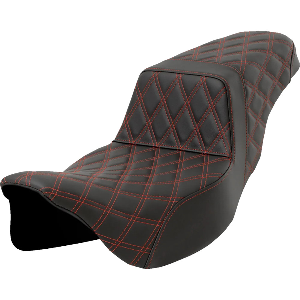 Asiento Step-Up con puntada enrejada — 76 cm (30") longitud total, negro, rojo