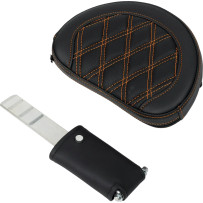 Roadsofa™ Lattice Stitch Seat — 38 cm × 39.5 cm, Black with Orange stitching