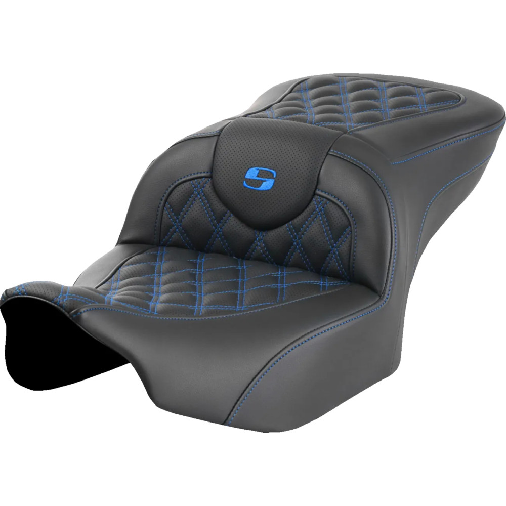 Roadsofa™ Asiento con costura en celosía — Negro, 77.5 cm total, piloto 40.5×35.5 cm