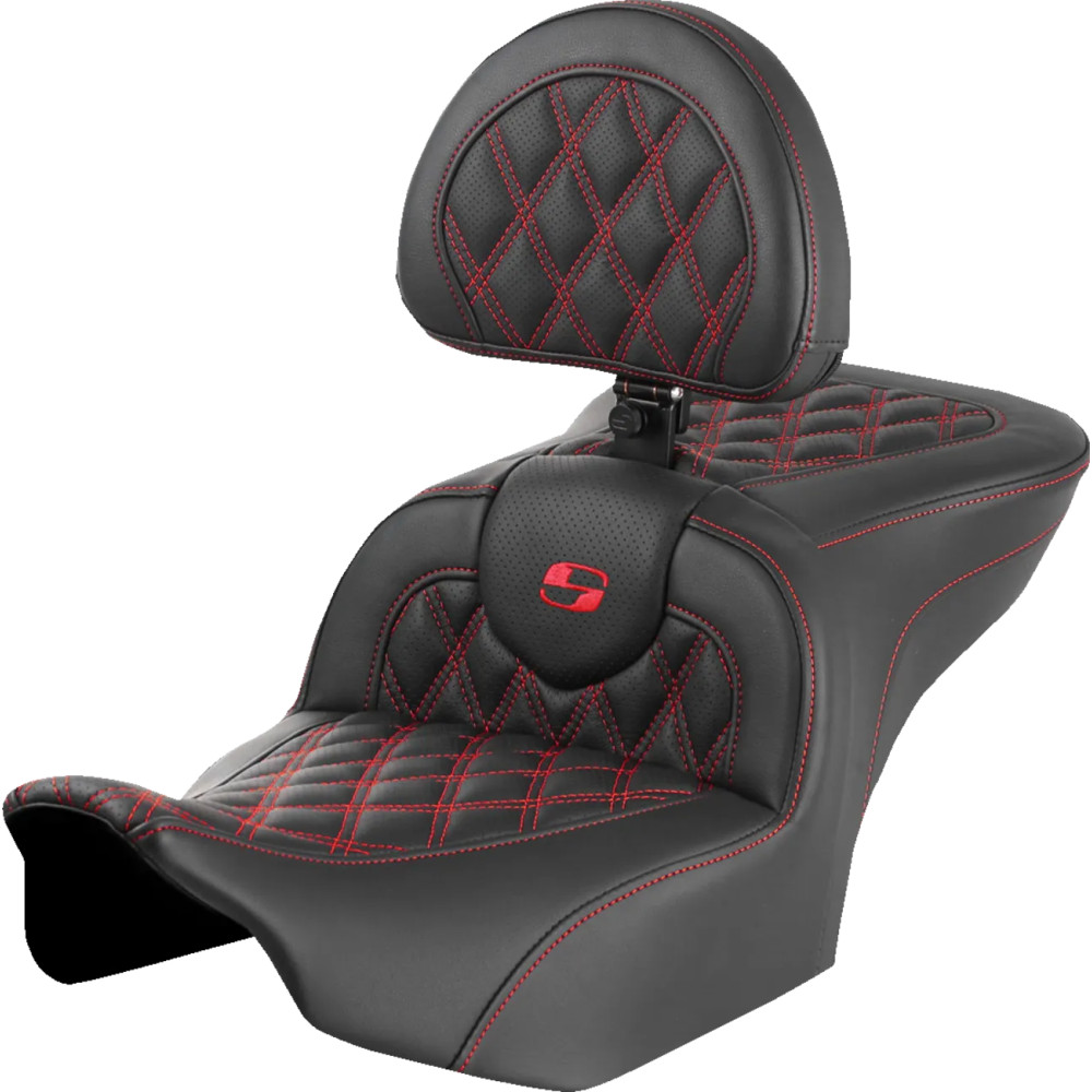Asiento Roadsofa™ con costura en rombos — 30.5 in longitud total, 16 in largo del conductor, Negro
