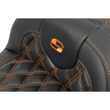 Roadsofa™ Lattice Stitch Seat — 30.5" overall, 16" driver, Black, Orange