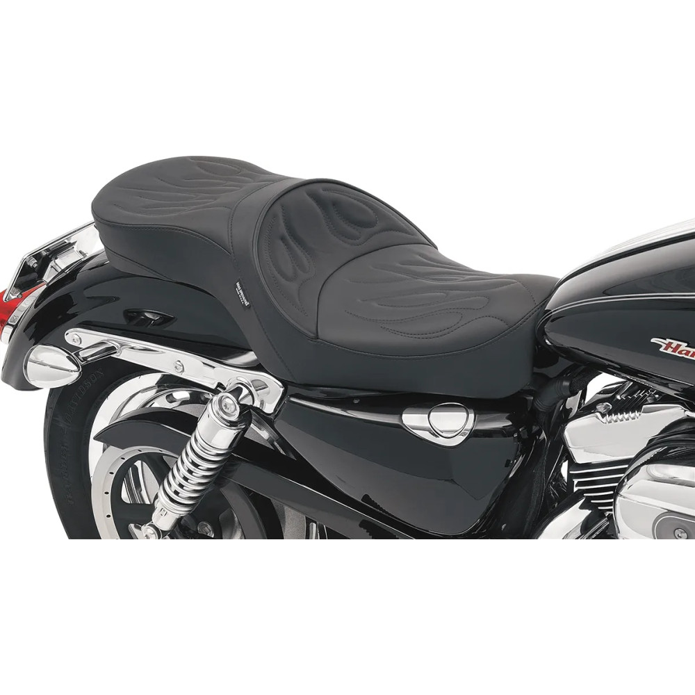 Low-Profile Touring Seat — Flame Stitched