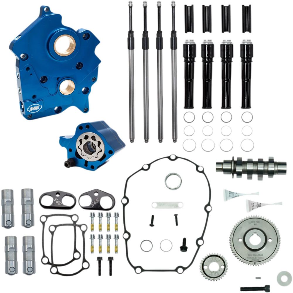 Cam Chest Kit for M8 — Water-cooled, gloss black pushrod tubes