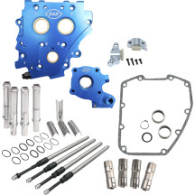Kit de carcasa de leva sin levas para Twin Cam con transmisión por cadena — transmisión por cadena, tubos cromados para pushrods