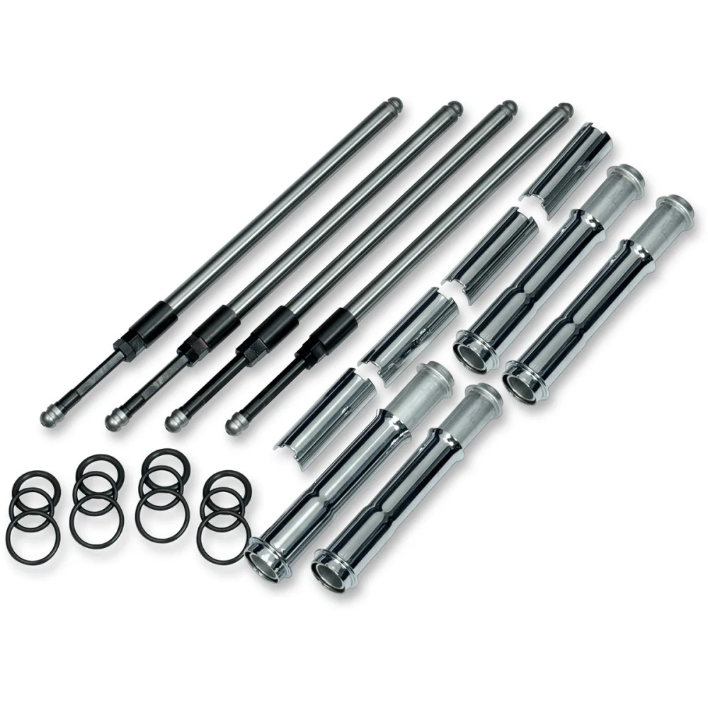 Quickee Pushrod Kit with Chrome Covers — Chrome