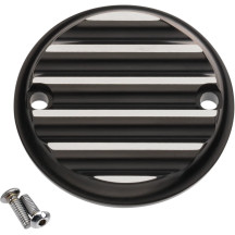 Tapa de distribución — Acanalada, aluminio mecanizado, Plata, Negro anodizado