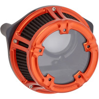 Method™ Clear Series Air Cleaner — Round, orange anodized, clear cover