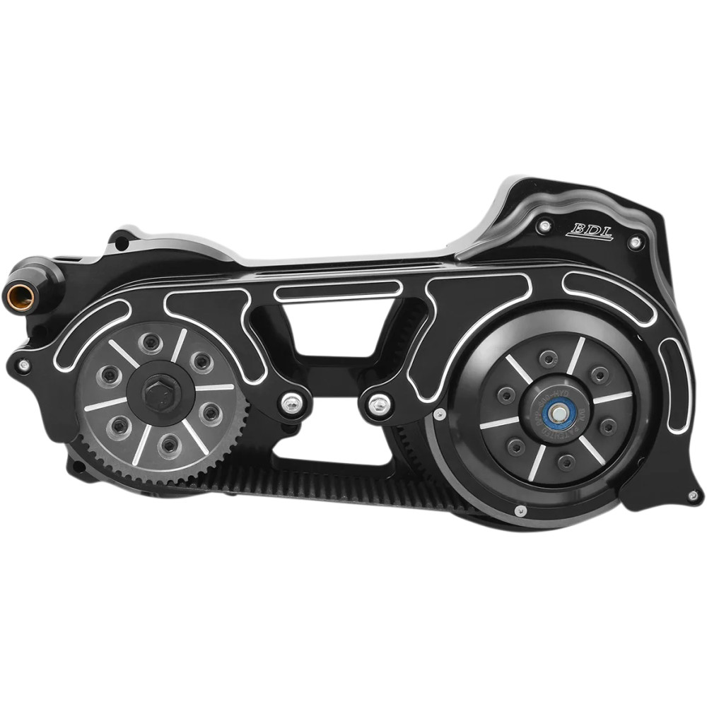Kits de transmisión por correa abierta de 2" con placa de motor de una pieza — 2" (51.8 mm), 52/69 dientes, negro