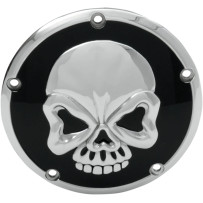 Tapa Derby Skull — 5-hole, negro, cromado, brillo