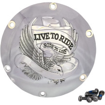 Tapa de Derby Live To Ride — montaje de 6 orificios, plateado