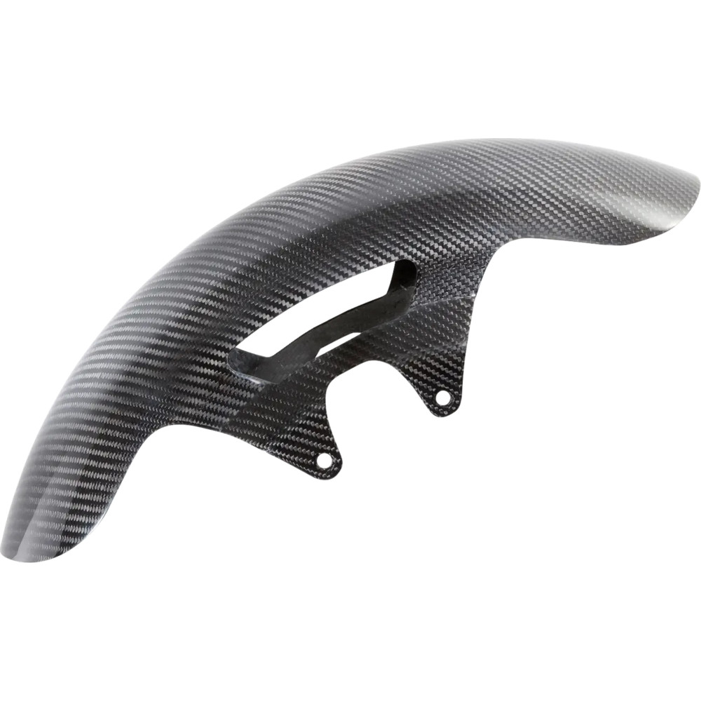 Guardabarros delantero Cafe de fibra de carbono 19" — 19", neumático 130/60-19, 5.5" de ancho, Negro brillante