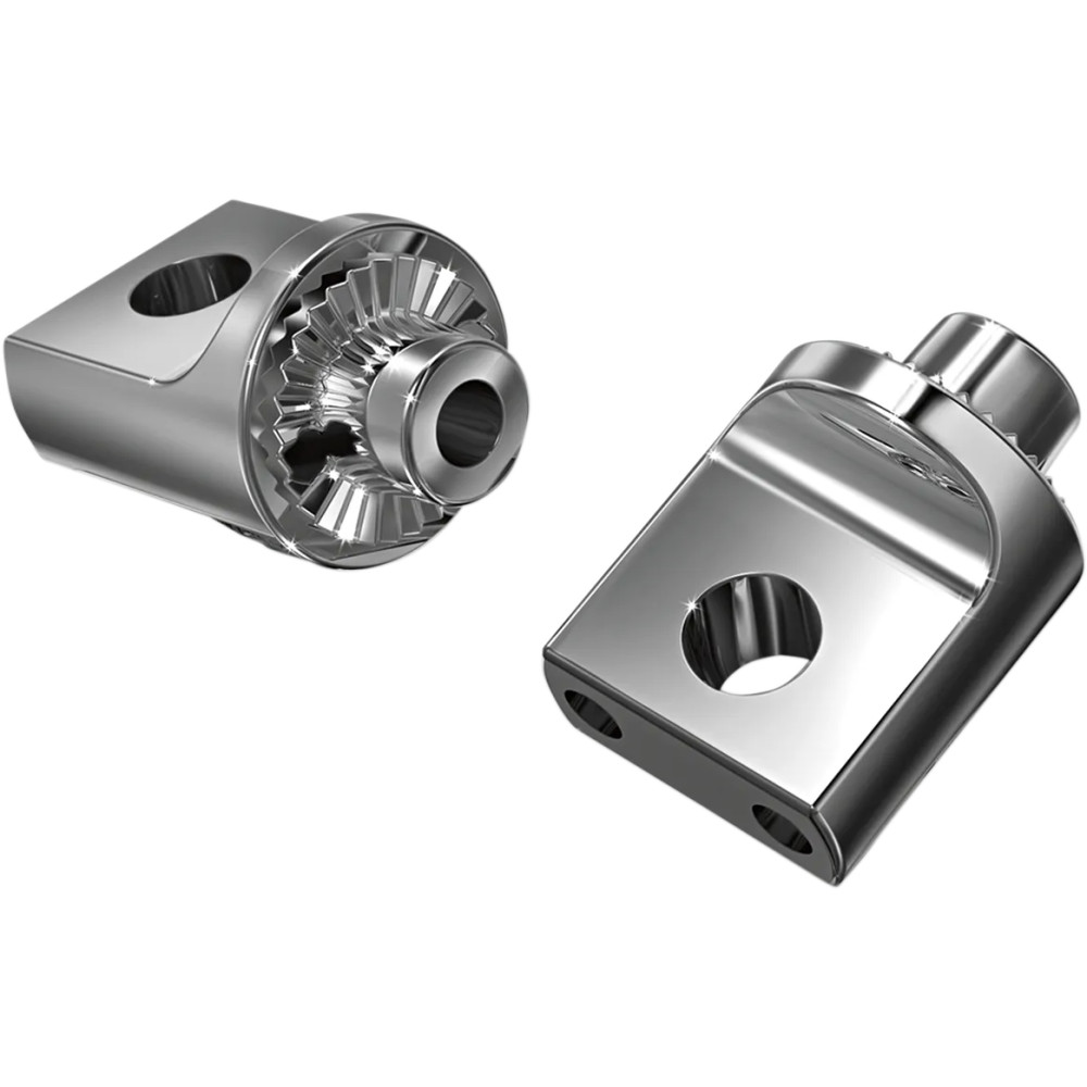 Male-Mount Footpeg Adapters — male mount, splined, non-pivoting, pair, chrome