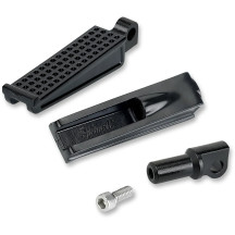 Reposapiés Sanderson — 1-1/8" de ancho, 4" de largo, montaje macho, Negro