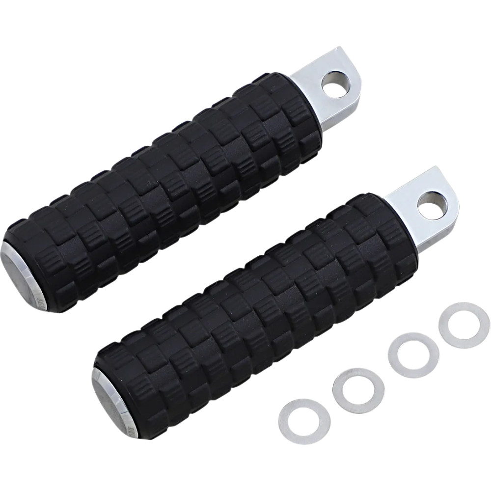Reposapiés Fusion con montaje macho — 1" más largo, Negro, Cromo