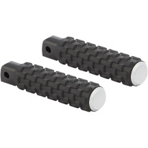 Reposapiés Fusion con montaje macho — 1" más largo, Negro, Cromo