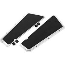 Reposapiés ajustables biselados — 35,1 cm × 12,5 cm, Negro/Cromo