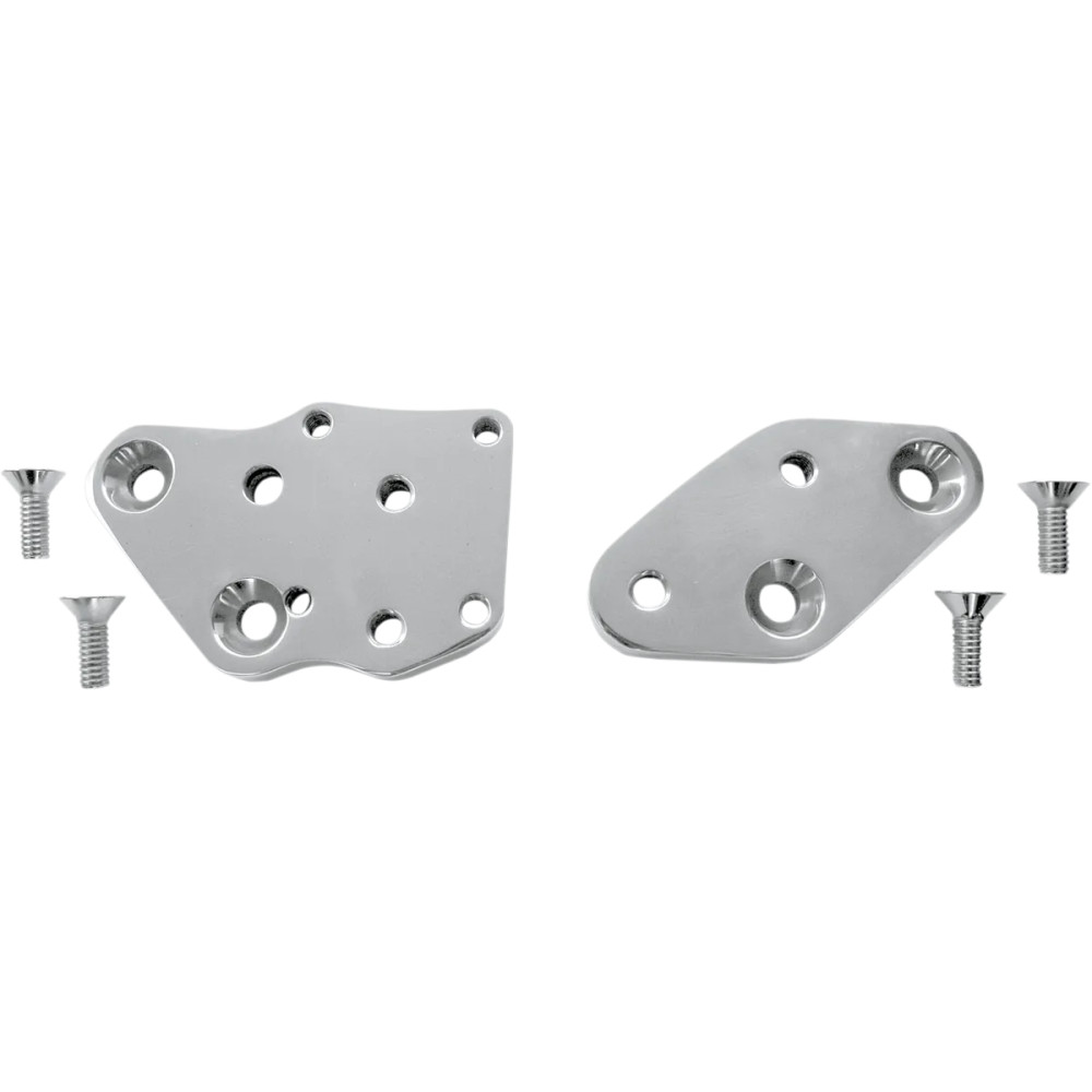 Placas adaptadoras Kick-Back — 34,9 mm (-1-3/8") hacia atrás, Cromo, Pulido