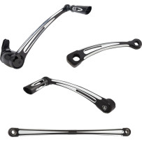 Deep Cut Foot Control Kits — 1 in. longer, Black anodized, toe shifter