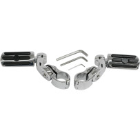 Highway Pegs with Mount Set Kit — 32 mm (1-1/4") clamping diameter, 64 mm length, Black/Chrome/Polished