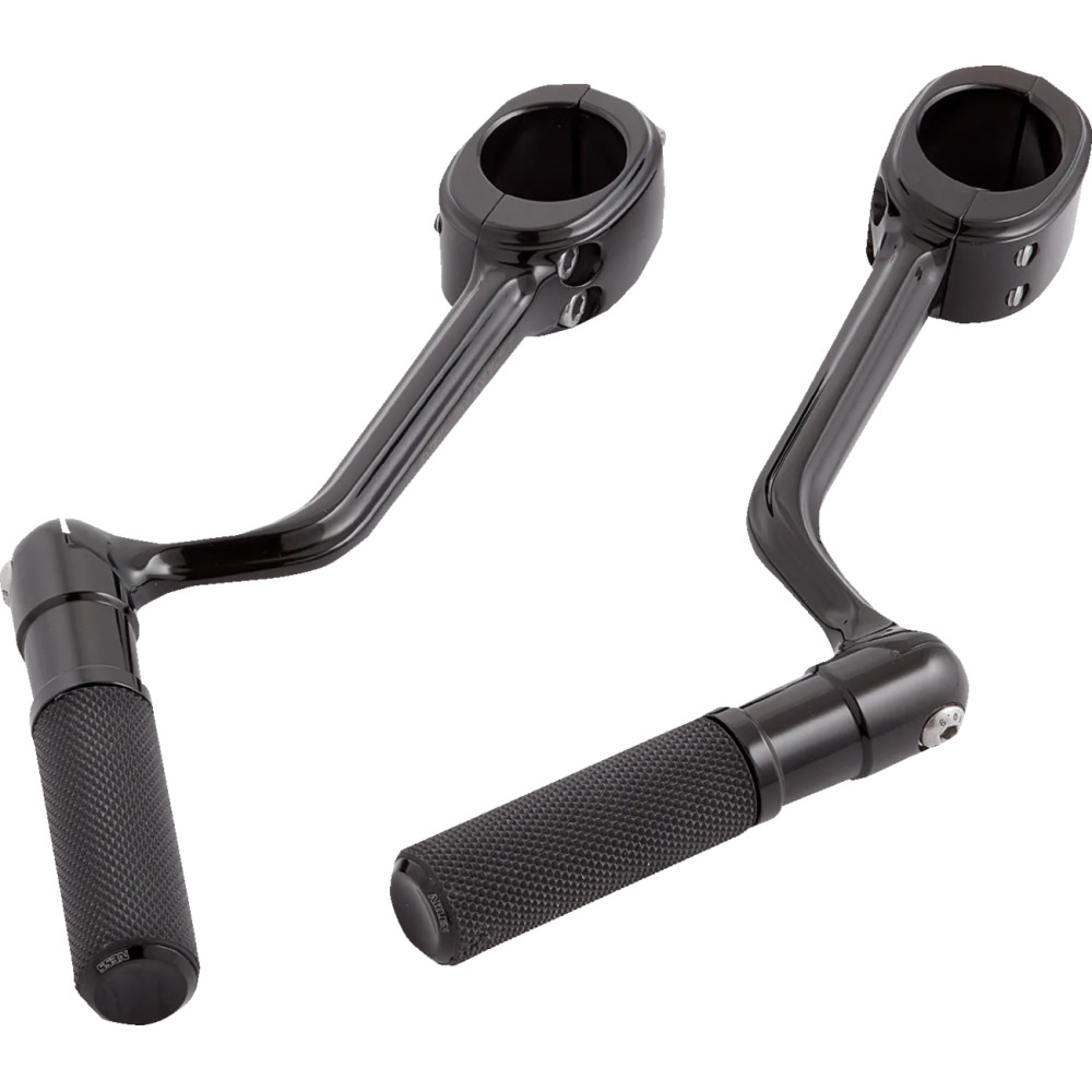 Soportes para reposapiés de carretera con reposapiés — para protectores de motor de 1-1/4\", negro anodizado