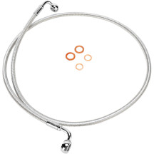 Línea de freno delantera trenzada E-Z Align para disco único — 106,5 cm (42"), 10 mm banjo, 7/16" banjo, sin ABS, Cromo