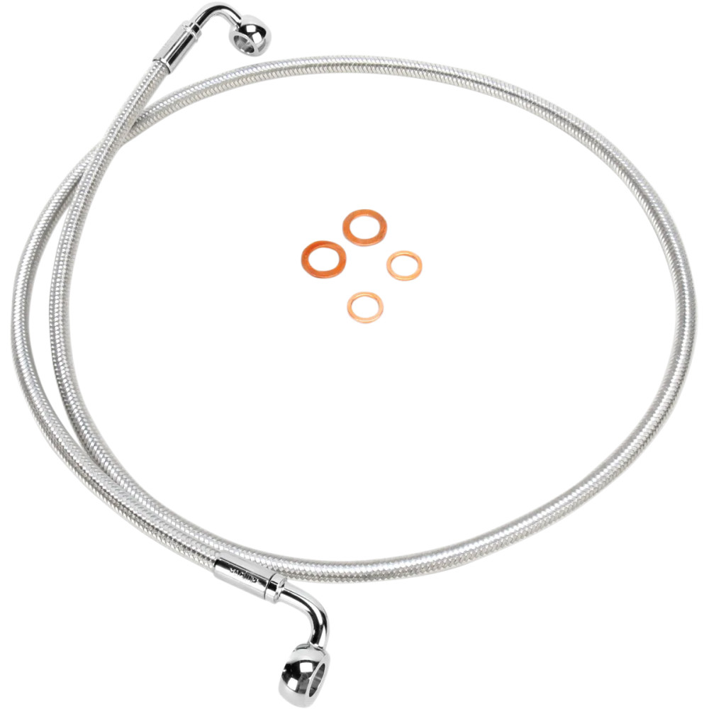 Línea de freno delantera trenzada E-Z Align para disco único — 106,5 cm (42"), 10 mm banjo, 7/16" banjo, sin ABS, Cromo