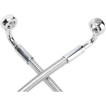 Línea de freno delantera trenzada E-Z Align para disco único — 106,5 cm (42"), 10 mm banjo, 7/16" banjo, sin ABS, Cromo