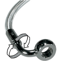 Línea de freno delantera trenzada E-Z Align para disco único — 106,5 cm (42"), 10 mm banjo, 7/16" banjo, sin ABS, Cromo