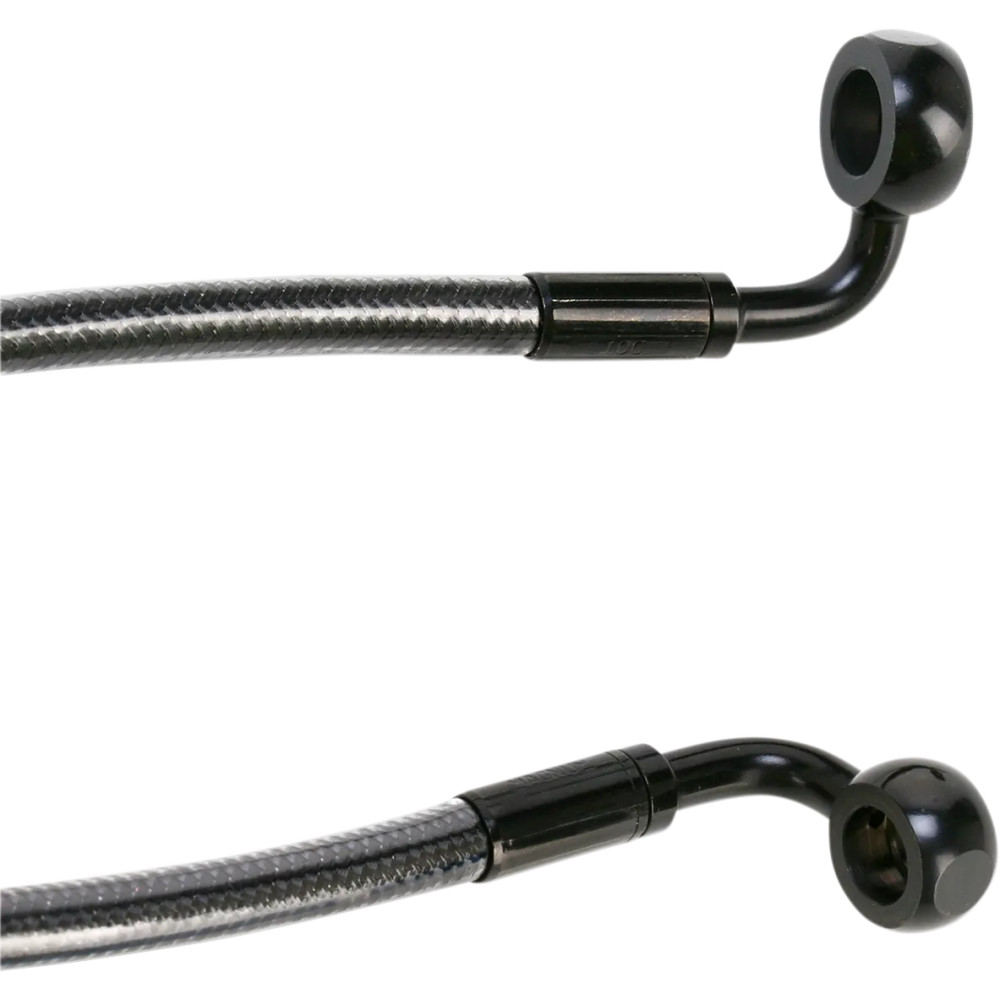 Línea de freno frontal trenzada E-Z Align para disco único — 117 cm (46"), sin ABS, banjo 10 mm 90°, banjo 7/16" 90°