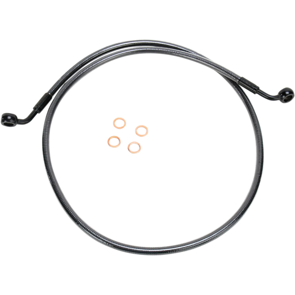 E-Z Align Braided Single Disc Front Brake Line — 50\" , 3/8\" 60° banjo, without ABS, Black Pearl