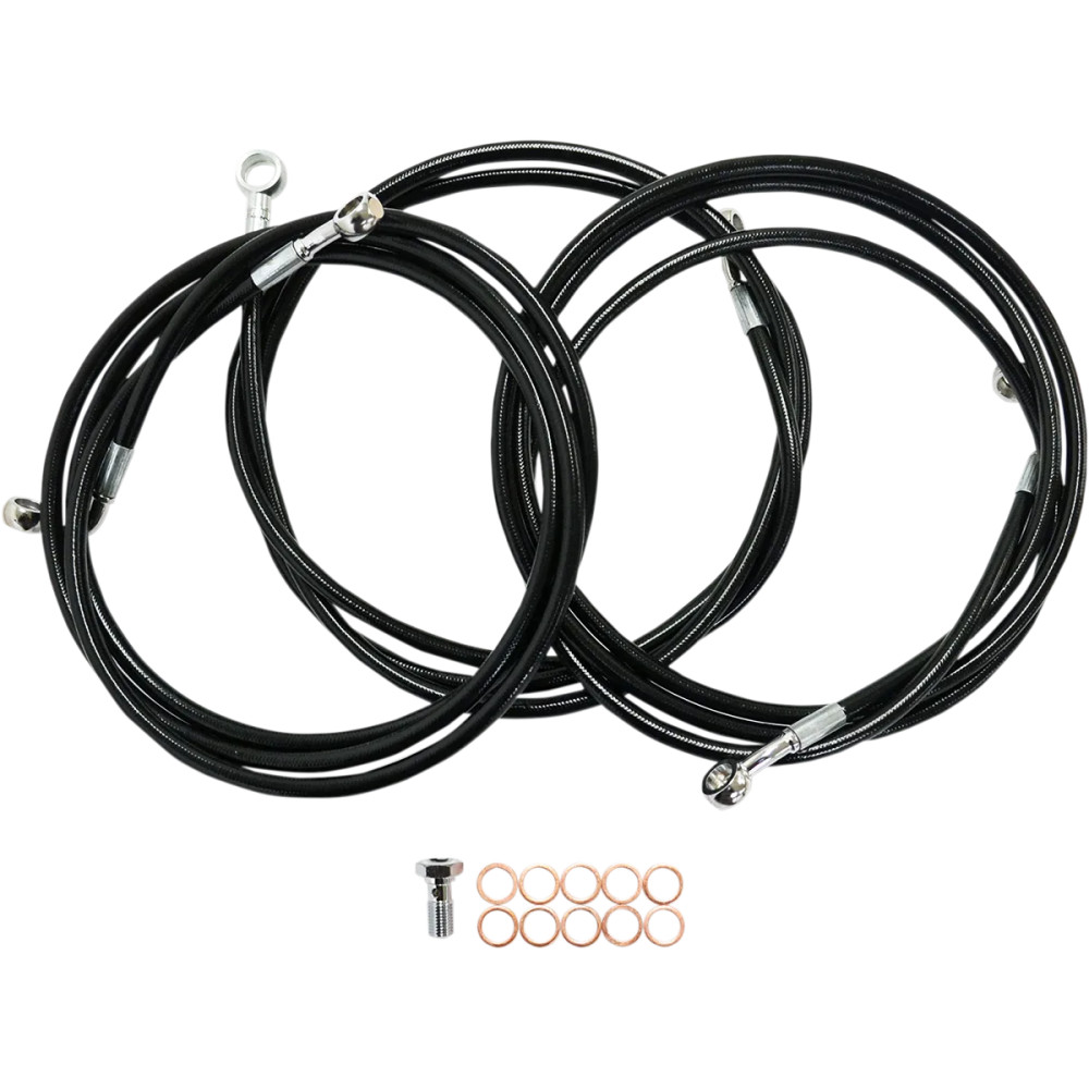 Kit de latiguillos de freno trenzados negros — 15"–17", con ABS