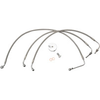 Kit de latiguillos de freno de acero inoxidable — 12" - 14", sin ABS, Ape Hanger, Plata